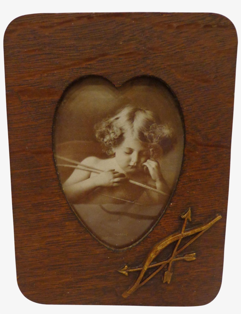 Antique Oak Bow And Arrow Heart Frame Arts & Crafts - Picture Frame, transparent png download