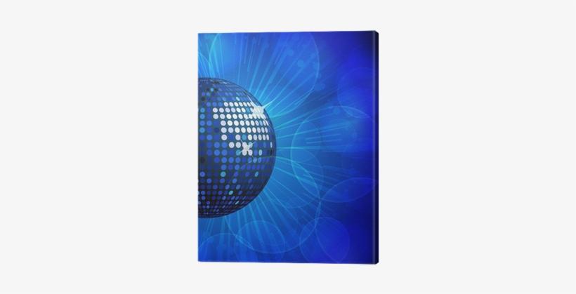 Blue Disco Ball And Glowing Background Canvas Print - Disco Ball, transparent png download