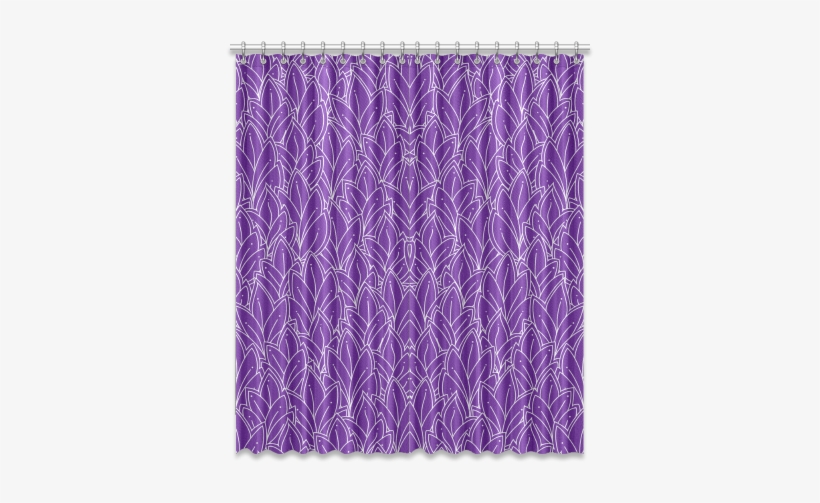 Doodle Leaf Pattern Royal Purple White Window Curtain - Window, transparent png download