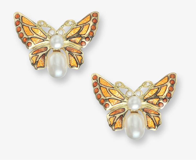 Nicole Barr Designs 18 Karat Gold Butterfly Stud Earrings-orange - Earring, transparent png download