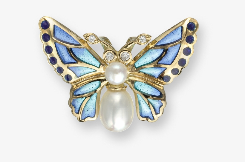 Nicole Barr Designs 18 Karat Gold Butterfly Necklace-blue - Diamonds & Pearls Blue Butterfly Necklace - 18k, transparent png download