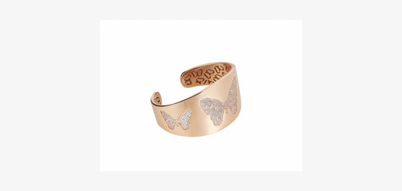 Butterfly Bangle Rose Gold Vermeil White Cz Stones - Butterfly Bangle, transparent png download