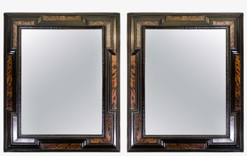 Pair Of Baroque Faux Tortoise Mirrors - Baroque, transparent png download