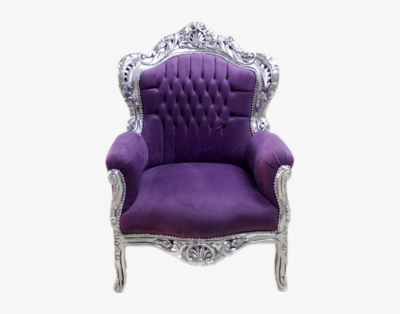 Big Baroque Armchair Silver Frame, Purple Velvet - Baroque, transparent png download