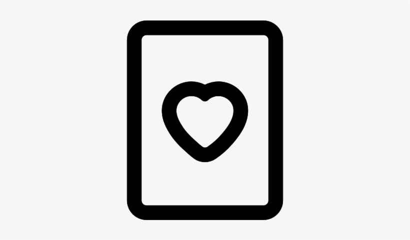 Heart On Playing Card Outline Vector - Top 5 Icon Png, transparent png download
