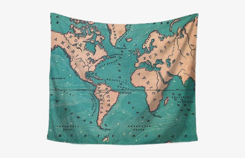Svg Freeuse Download Tapestries Free Bohemians World - World Map Ocean Tapestry, transparent png download