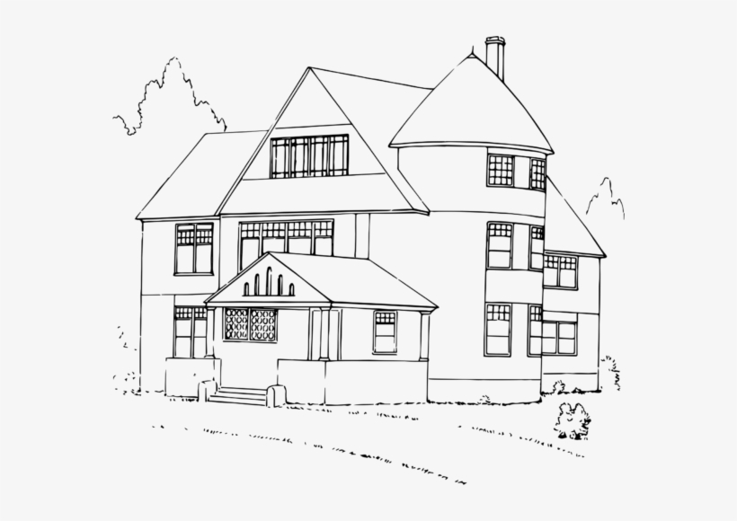 big house clipart black and white