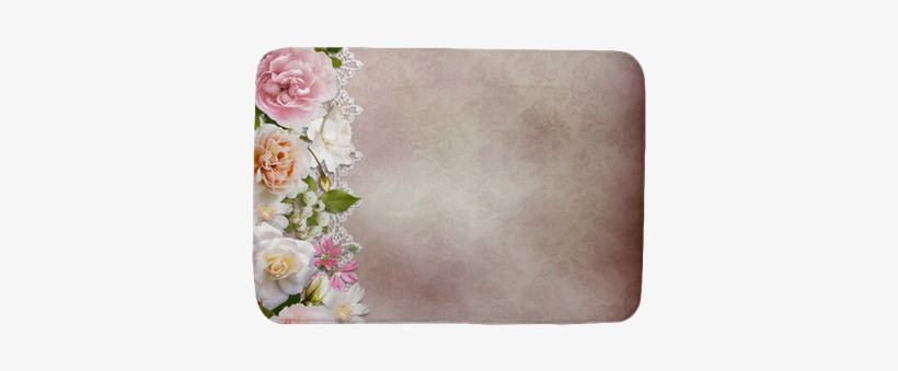 Border Of Flowers With Lace On Vintage Background Bath - Hybrid Tea Rose, transparent png download