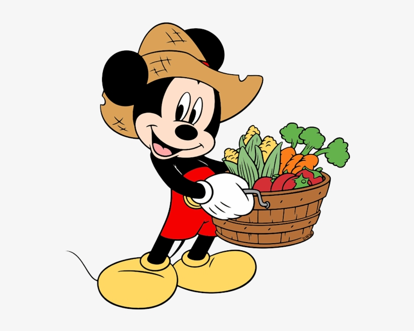 Farmer Mickey Carrying Basket Of Vegetables - Mickey Mouse, transparent png download