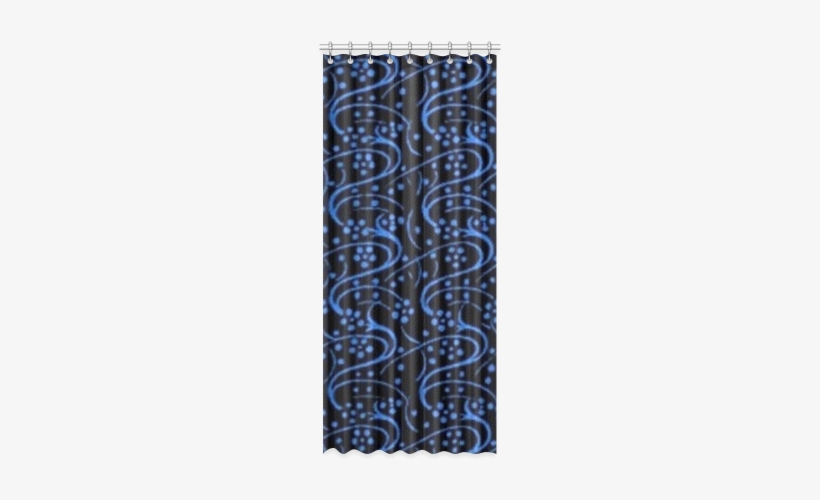 Vintage Swirl Floral Blue Black Window Curtain 52" - Paisley, transparent png download