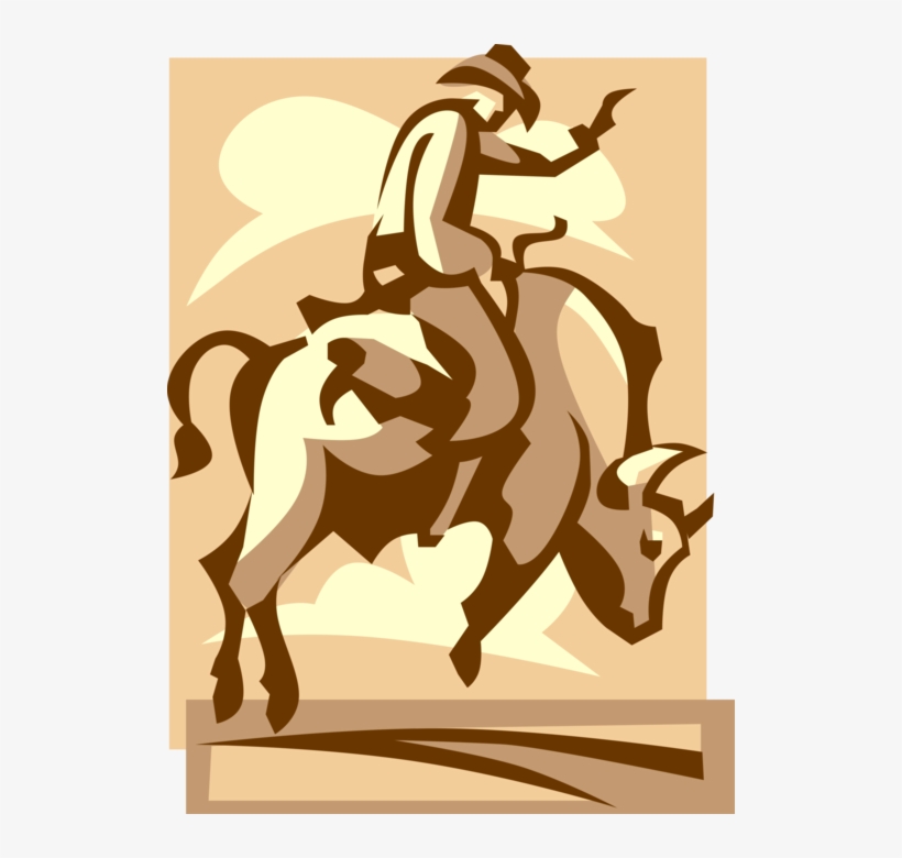 Vector Illustration Of Rodeo Cowboy Rides Bronco Bull - Cross Stitch Cowboy, transparent png download