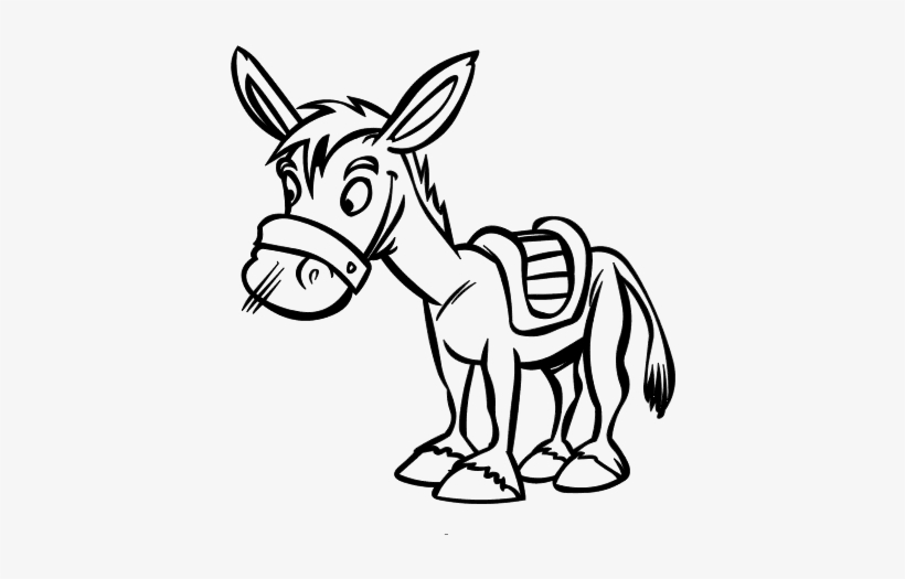 Burro Desenho Png - Donkey Cartoon Black And White, transparent png download