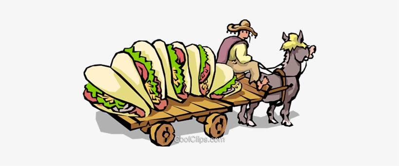 Man With Donkey And Cart Full Of Tacos Royalty Free - Tacos Clipart, transparent png download