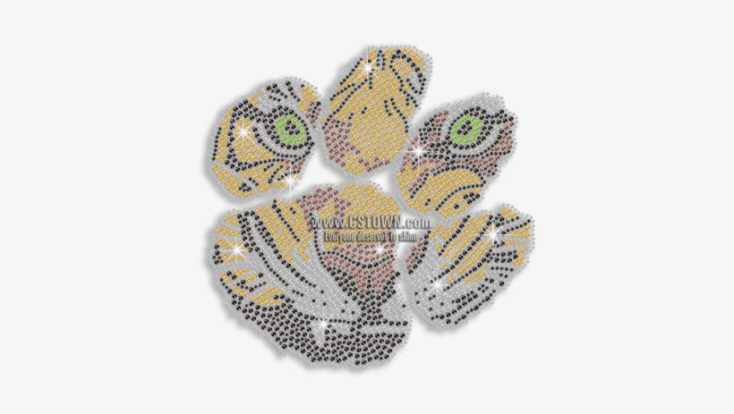 Tiger Peeking In Paw Print Hotfix Rhinestone Transfer - Hotfix, transparent png download