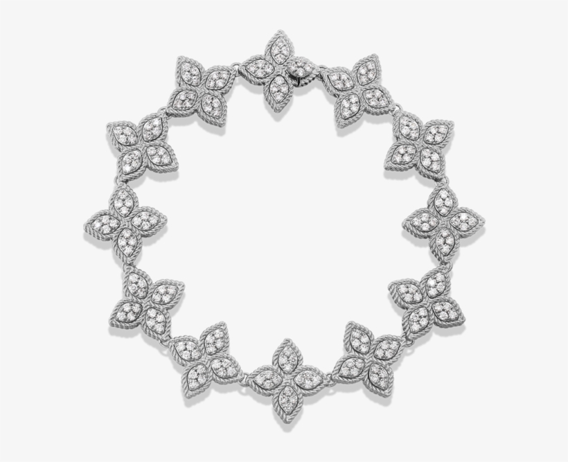 Roberto Coin Princess Flower Gold And Diamond Link, transparent png download