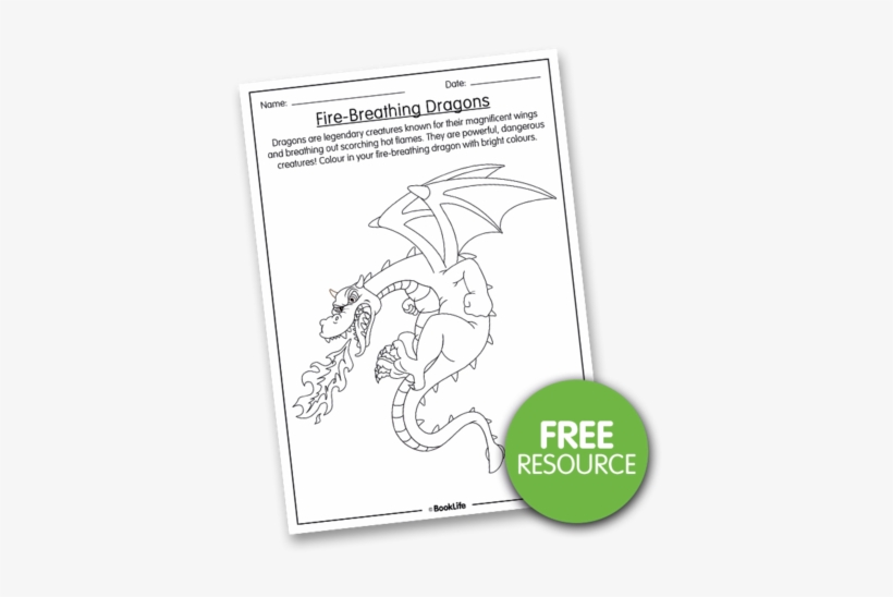 Colouring In Fire-breathing Dragon - Fire Breathing, transparent png download
