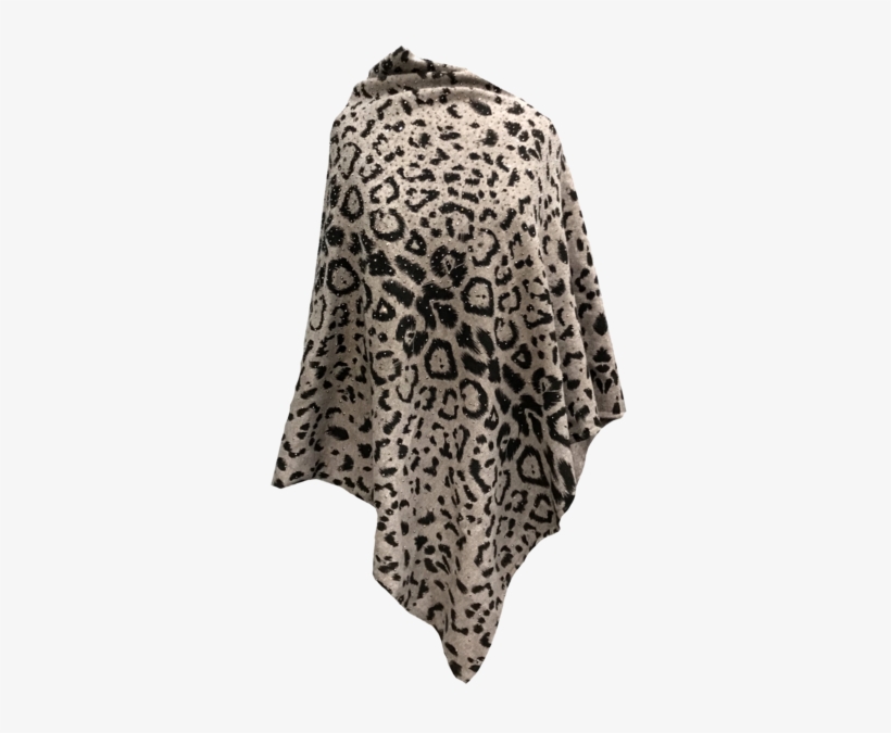 Animal Print Poncho With Embellishments- Leopard - Animal Print, transparent png download