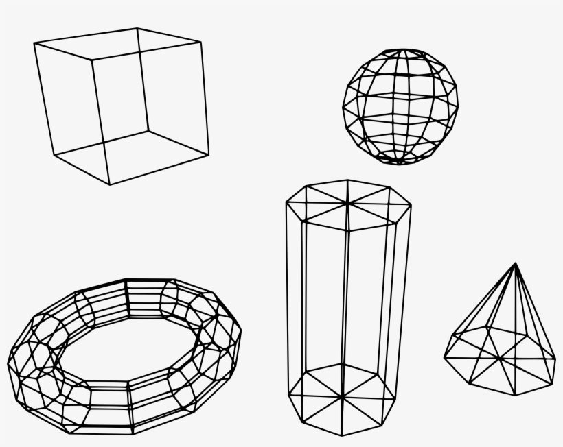 Wireframe 3d Mesh Primitives Clipart Png - 3d Primitives Wireframe, transparent png download