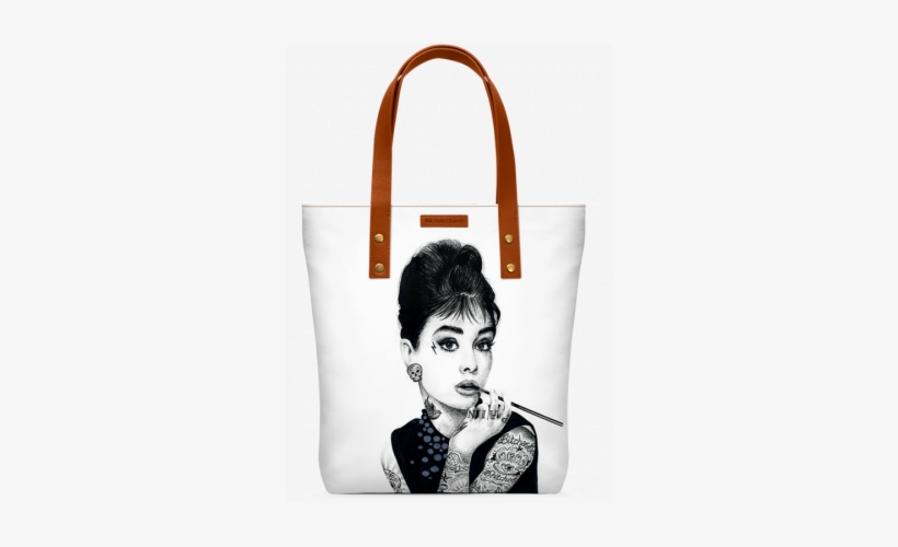 Audrey Hepburn Inked Classic Tote Bag - Tattooed Audrey Hepburn Print, transparent png download