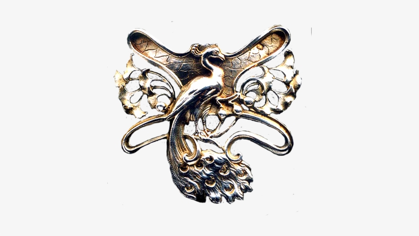 Art Nouveau Peacock Jewelry Element By Lilipilyspirit - Art Nouveau Jewelry Png, transparent png download