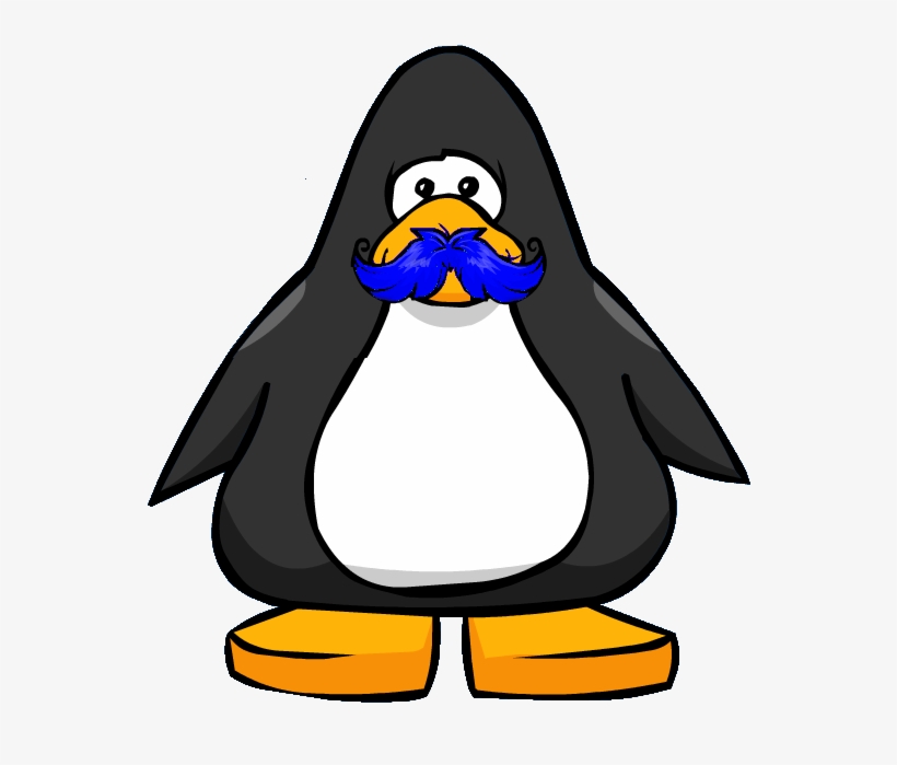 Playercard Blue Neon Mustache - Club Penguin Black Penguin, transparent png download