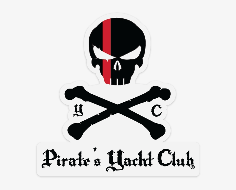 "skull & Crossbones Red Line" Sticker Black - Силуэт Черепа, transparent png download