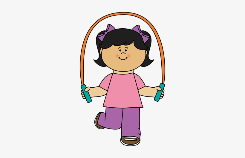 Girl Playing With Jump Rope Clip Art - Clip Art Girl Playing, transparent png download