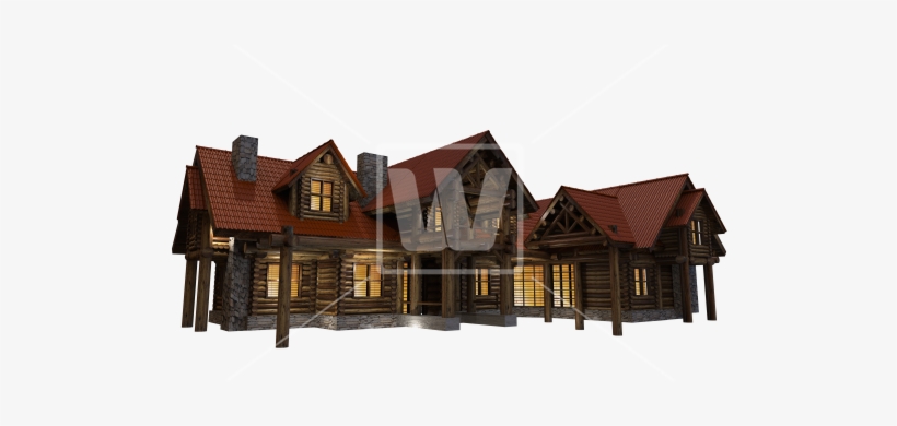 Residential Full Size Log House - House, transparent png download