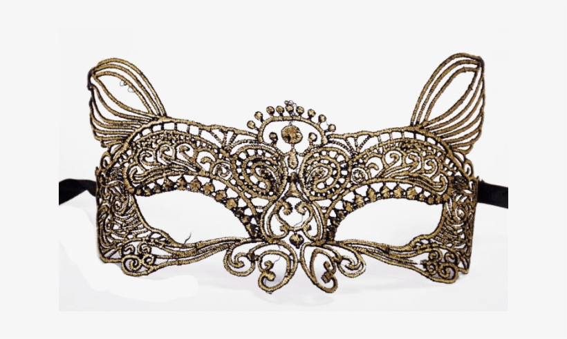 Dreamgirl Eye Mask One Size / Gold Gold Feline Masquerade - Fox Lace Mask, transparent png download