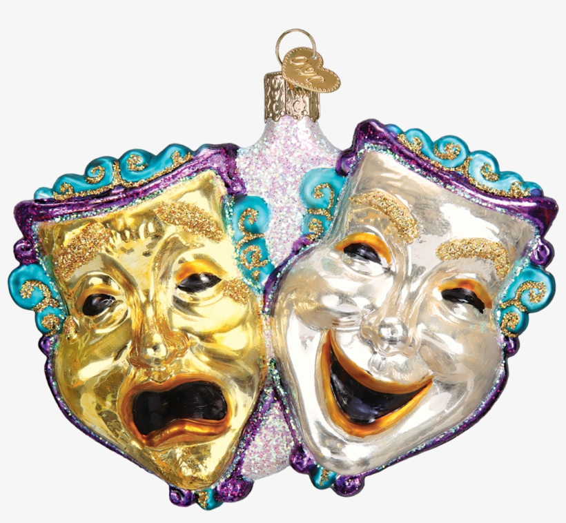 Comedy Tragedy Mask Glass Ornament - Old World Christmas Comedy And Tragedy Theater Masks, transparent png download