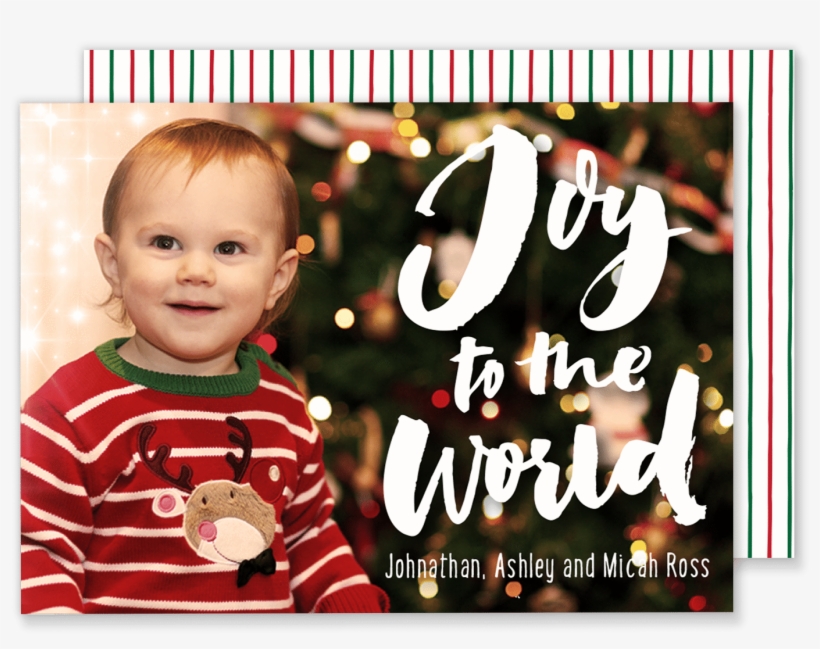 Joy To The World Stripe Christmas Card - Weiße Elegante Glückliche Feiertags-foto-karte - Postkarte, transparent png download
