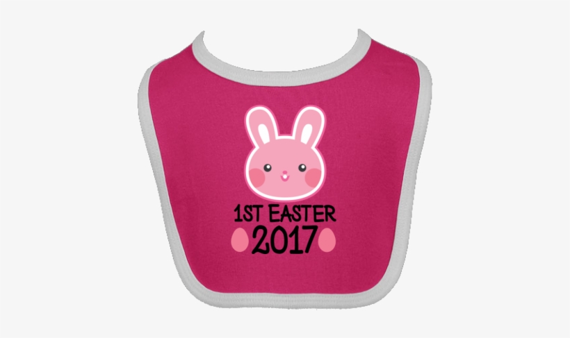 Cute Pink Bunny Rabbit For Baby's 1st Easter On A Baby - Bib, transparent png download