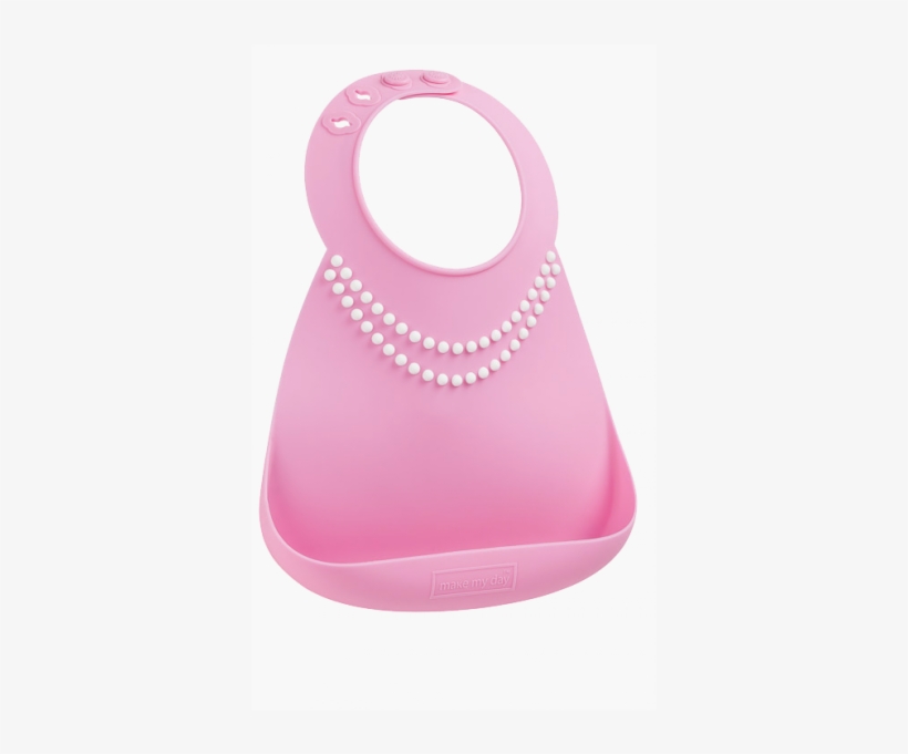 Make My Day, Baby Bib, Tiffany Pink W / Pearls, Silicone - Silicone, transparent png download