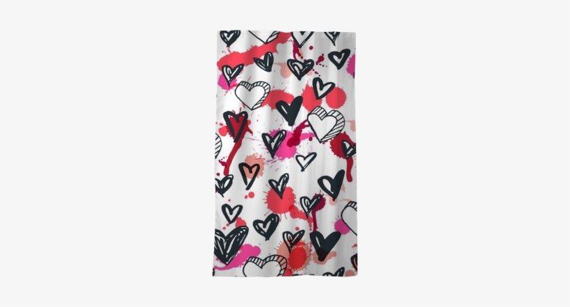 Black And White Sketched Ink Heart Icons And Watercolor - Watercolor Painting, transparent png download