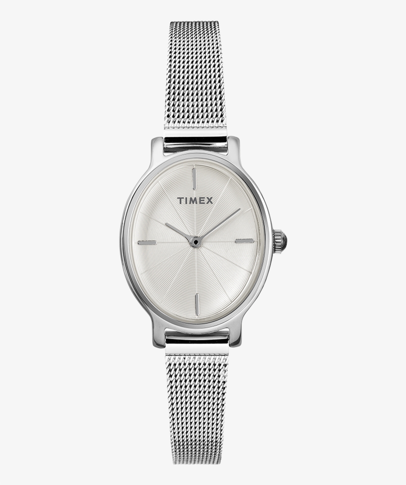 Milano Oval 24mm Mesh Band Watch Silver Tone/stainless - Timex Milano, transparent png download