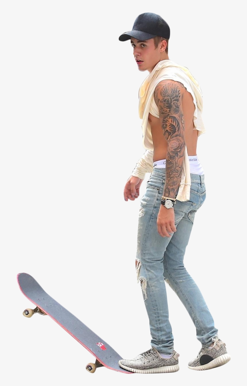 Justin Bieber Skateboarding Png Image - Person Skateboarding Png, transparent png download