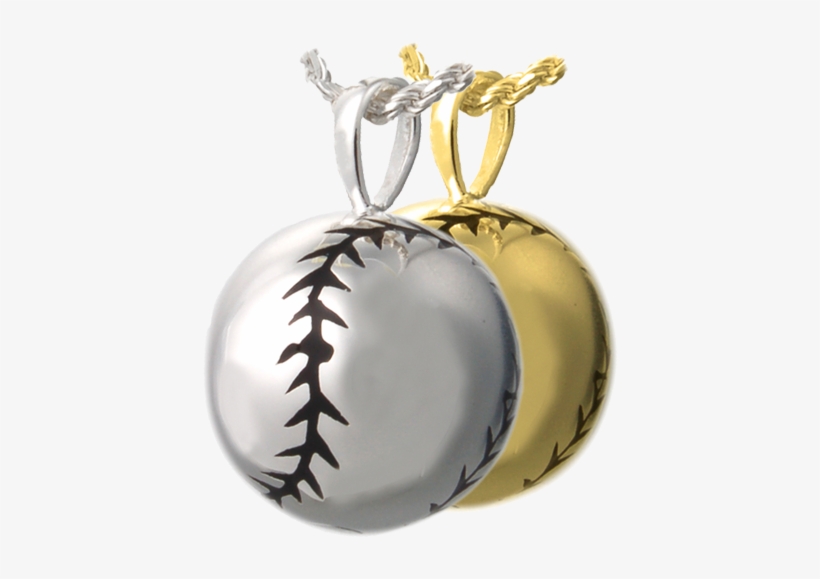 Softball Cremation Jewelry Shown In Silver And Gold - Sterling Silver Cremation Jewelry - Softball Necklace, transparent png download