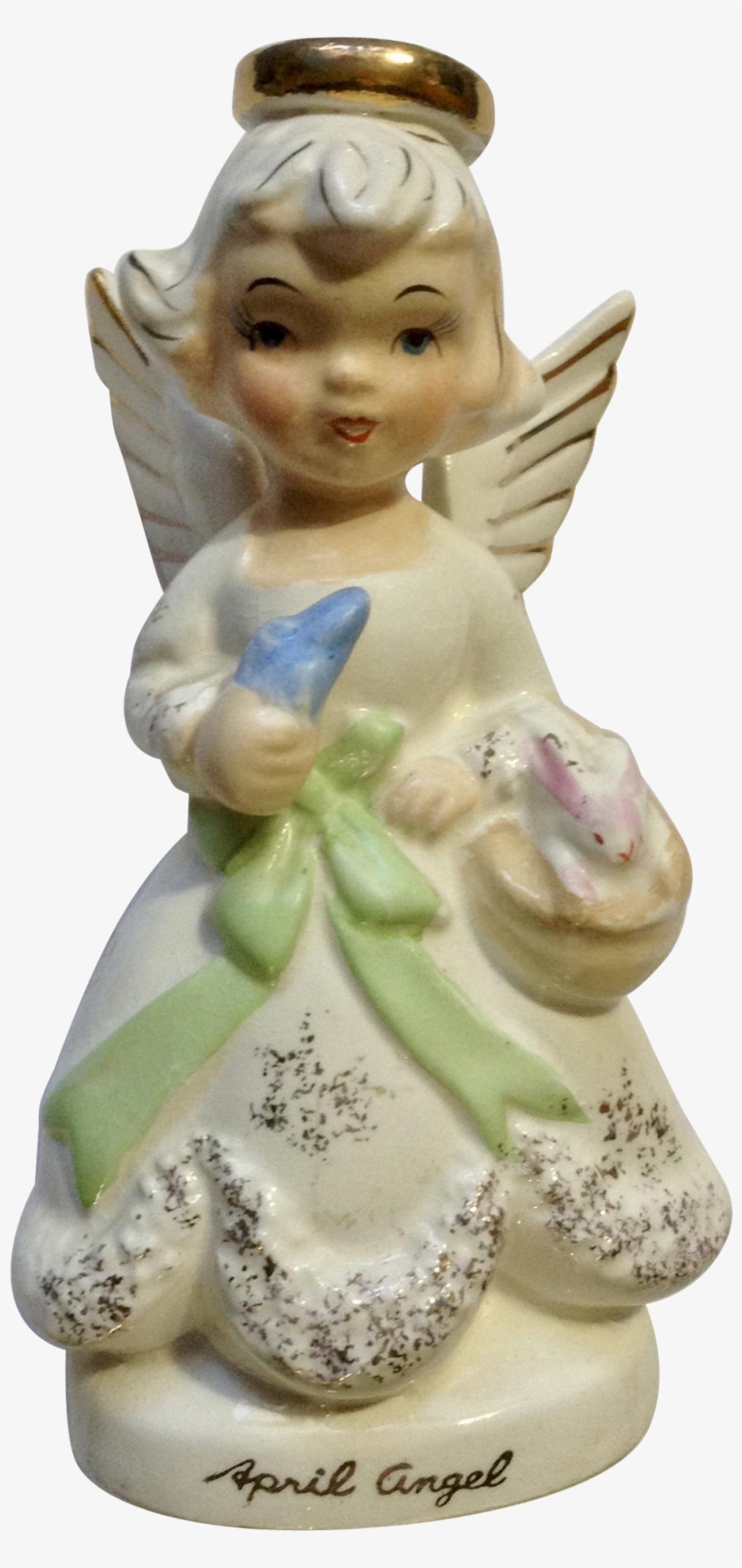 Ucagco April Angel Halo Birthday Girl With Bunny Rabbit - Figurine, transparent png download