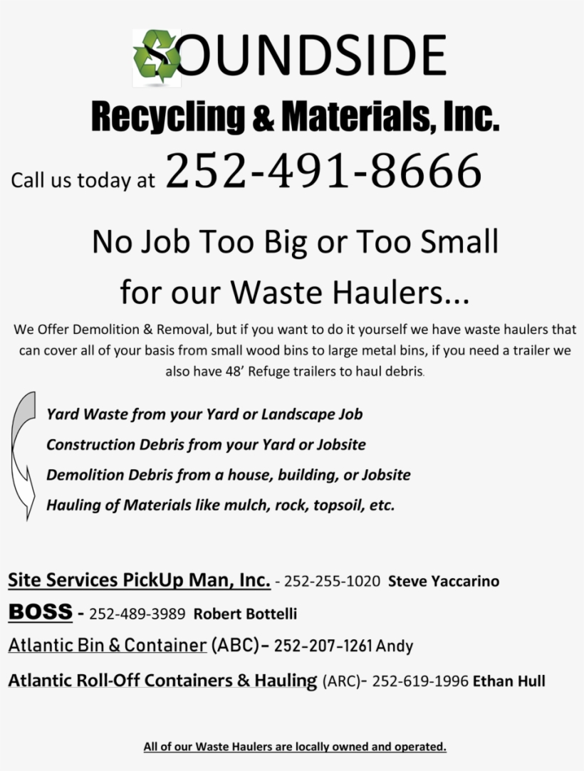 Outer Banks Waste Haulers - Bedford, transparent png download