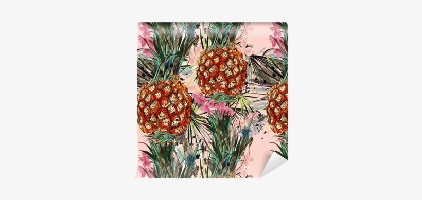 Tropical Pattern With Pineapples Palm And Spots - Macchie Colore Con Foglie Palma, transparent png download
