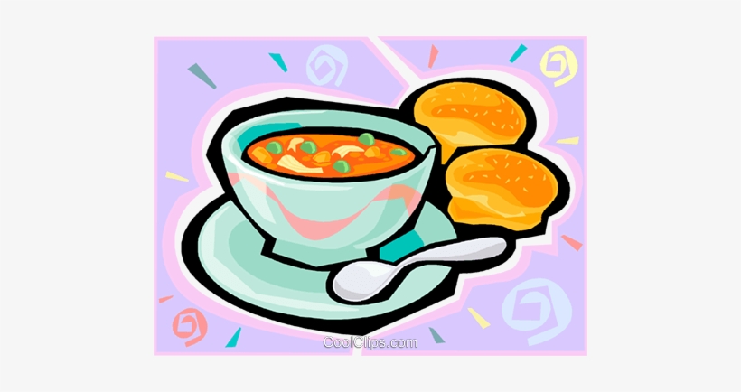 Bowl Of Soup And Buns Royalty Free Vector Clip Art - Chili And Cornbread Clipart, transparent png download