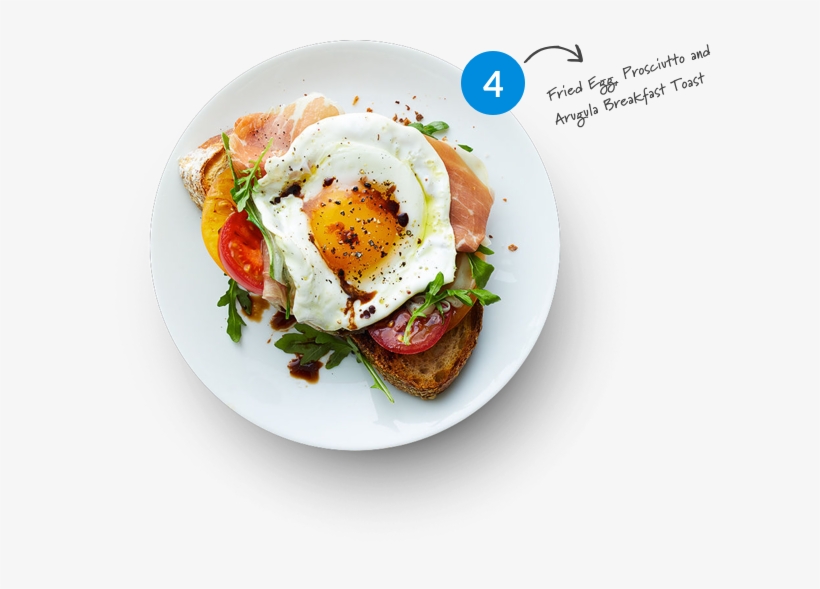 Fried Egg Prosciutto And Arugula Breakfast Toast - Fried Egg, transparent png download
