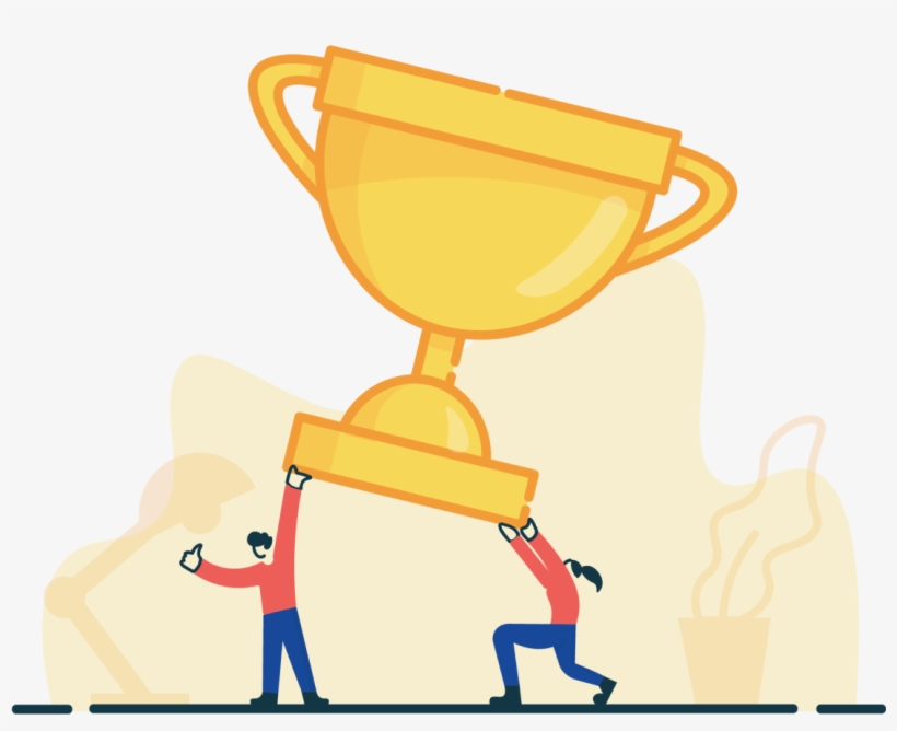 Illustration Of Two People Holding Trophy - Competition, transparent png download