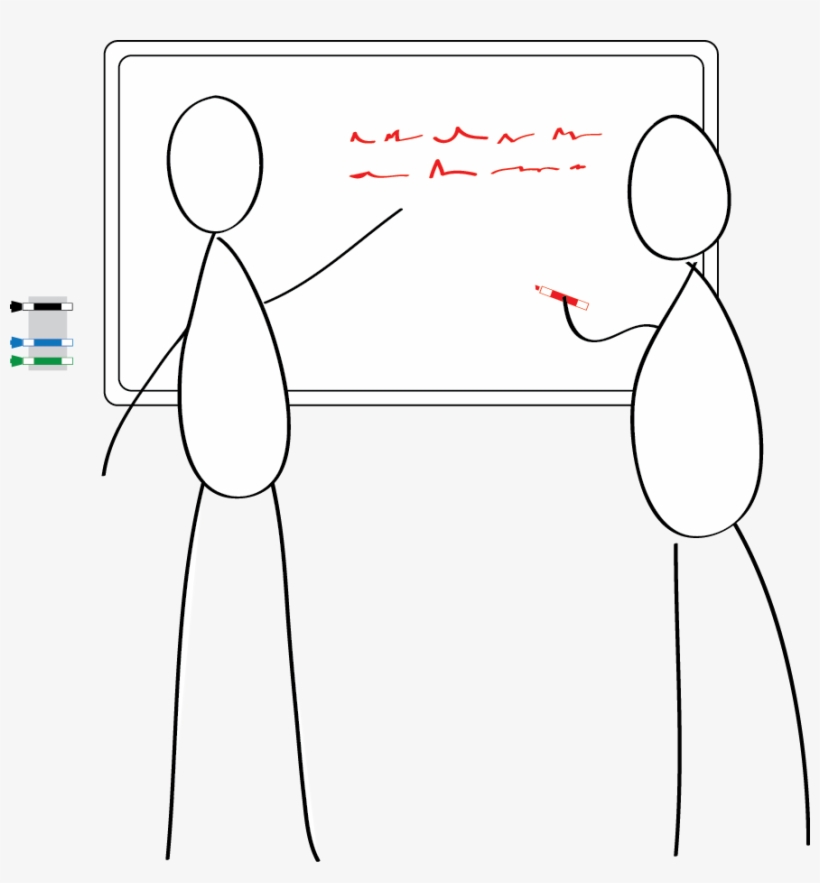 A Sketch Shows Two People Working At A Whiteboard - Illustration, transparent png download