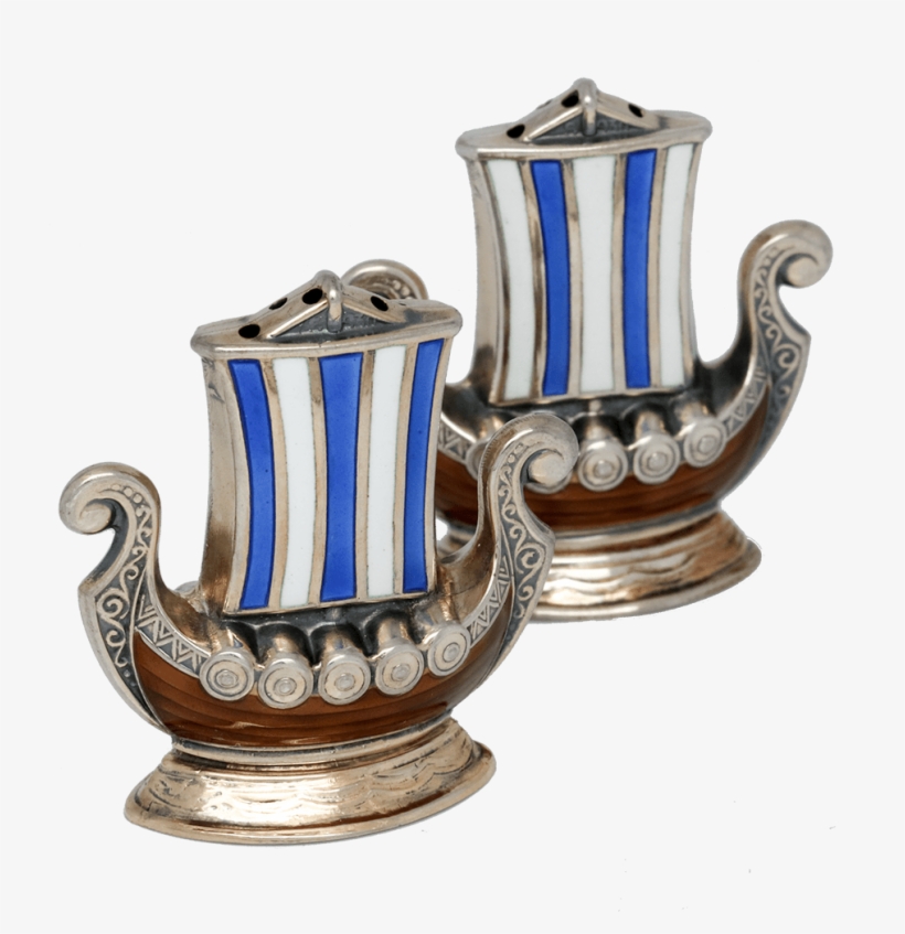 Sterling Viking Ship Salt Cellars With Mini Salt & - Salt And Pepper Shakers, transparent png download