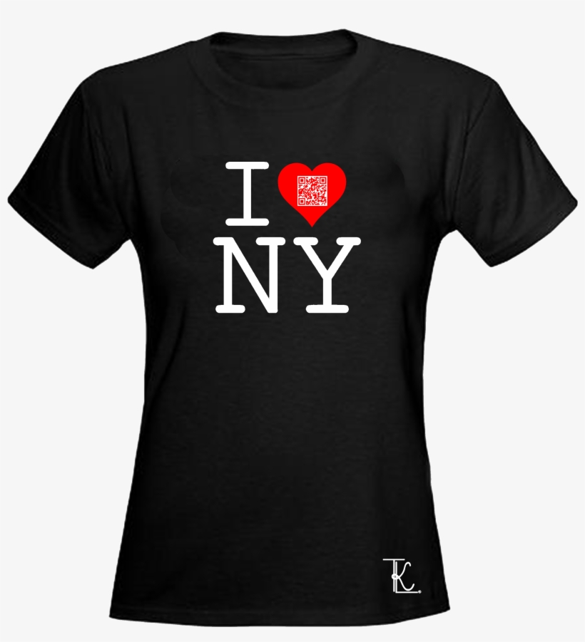 Women's Black "i Love New York" Qr Code T-shirt *also - T Shirt, transparent png download