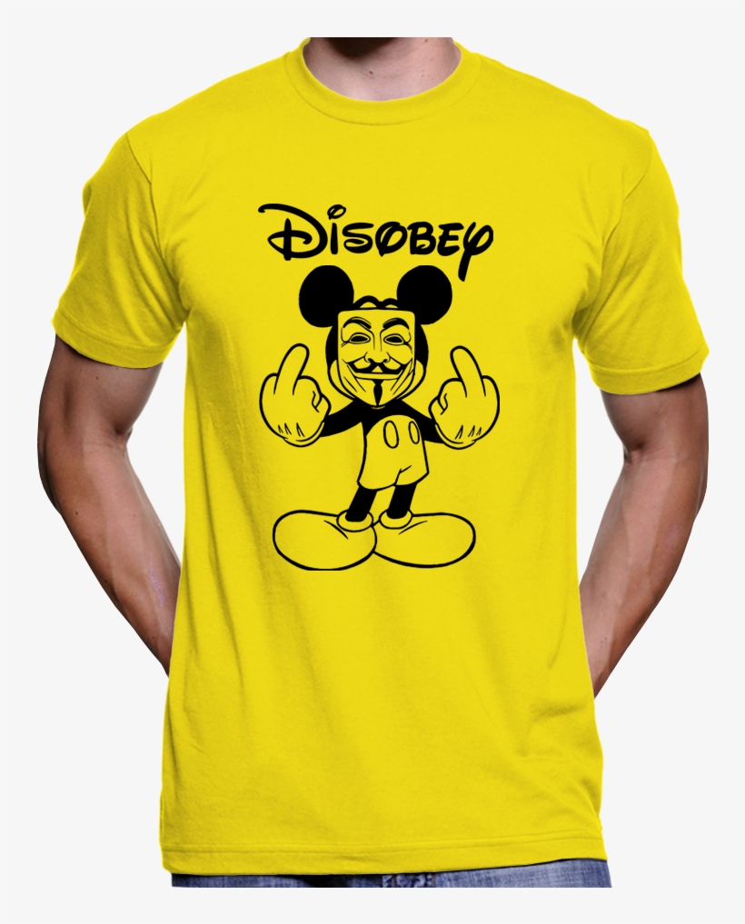 Mickey Mouse Disobey Guy Fawkes Mask Anonymous T-shirt - Free Tommy Robinson Shirt, transparent png download