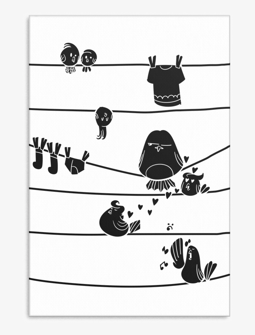 Birds On Clothesline Bird Canvas Art - Clothes Line Bird, transparent png download