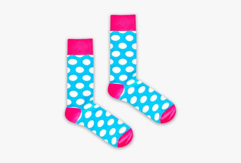 White Polka Dots Explode On A Vibrant Blue Background - Sock, transparent png download