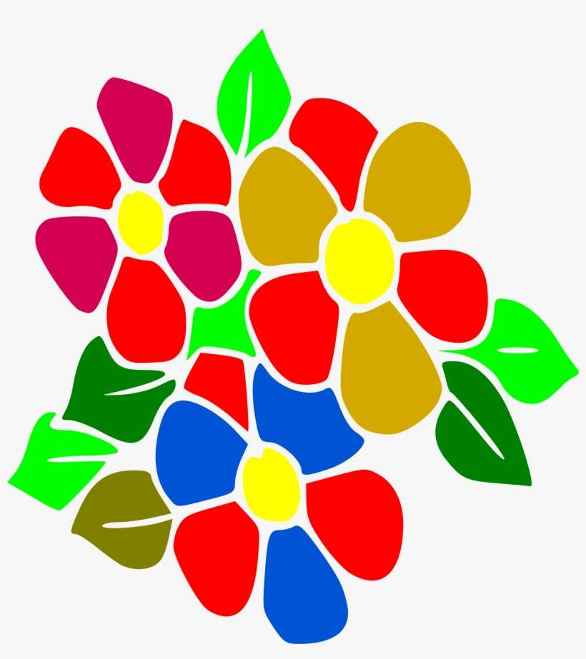 Painted Colorful Flowers On A White Background - Portable Network Graphics, transparent png download